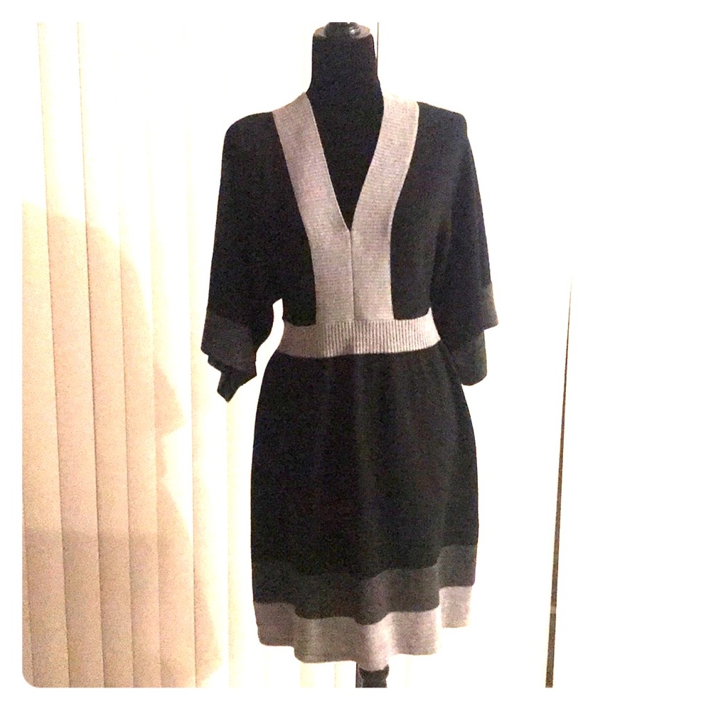 Gray and Black Sweater Dress